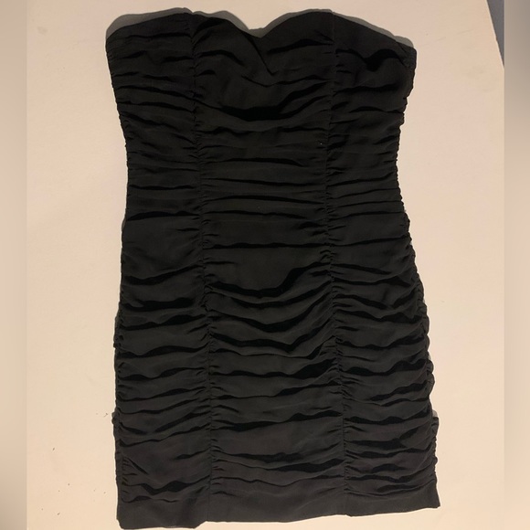 H&M Black mini strapless dress, size 8, zip up